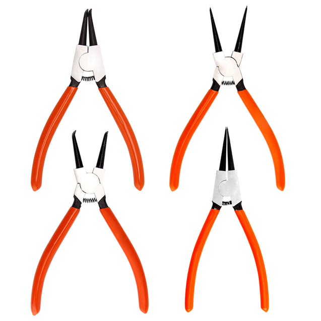 4 PCS Heavy Duty 7" Circlip Plier Snap Ring Plier External Internal Kit w/ Pouch