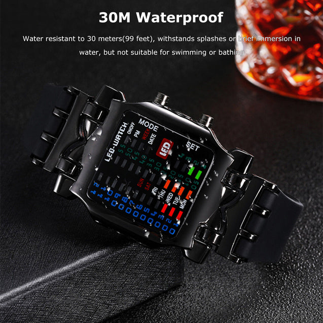 Luxury Men's Steel Watch LED Sports Date Digital Bracelet Wristwatch Waterproof