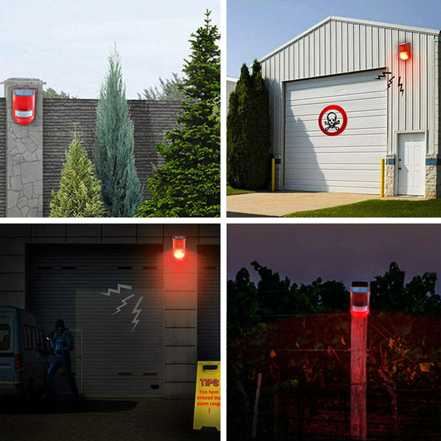 Solar Alarm LED Light Solar Strobe Light Wireless Motion Sensor Detector Outdoor