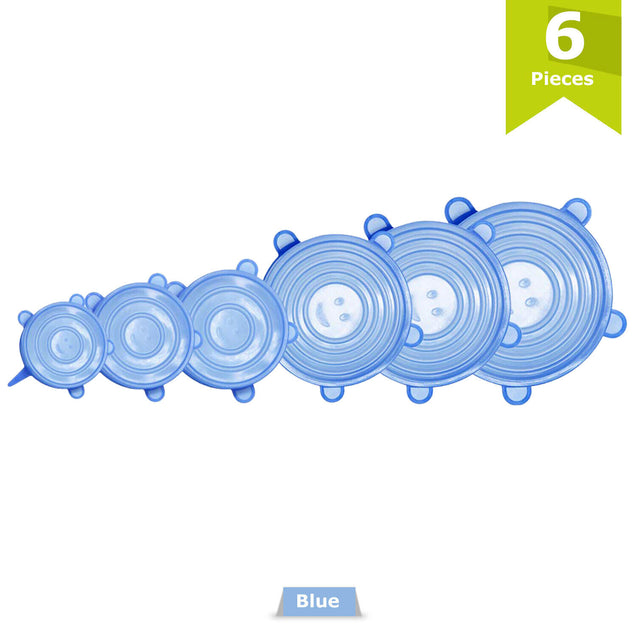 6 PCS Silicon Reusable Stretch Lids Food Bowl Containers Dishes Covers