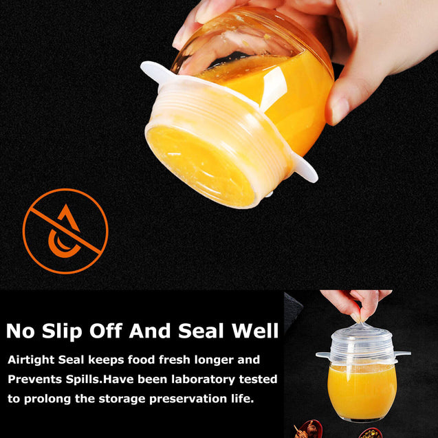 6 PCS Silicon Reusable Stretch Lids Food Bowl Containers Dishes Covers