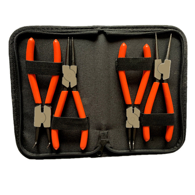 4 PCS Heavy Duty 7" Circlip Plier Snap Ring Plier External Internal Kit w/ Pouch