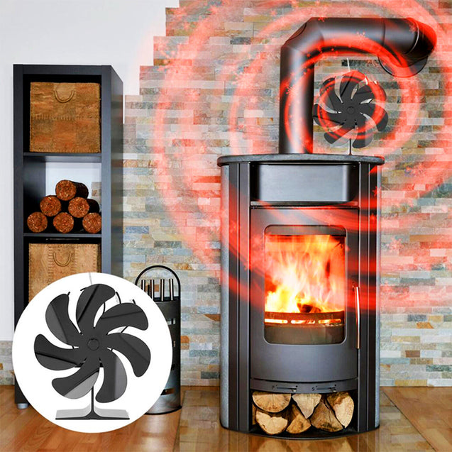 7 Blade 1400rpm Fireplace Stove Fan Heat Powered Silent Wood Log Fuel Saving Eco