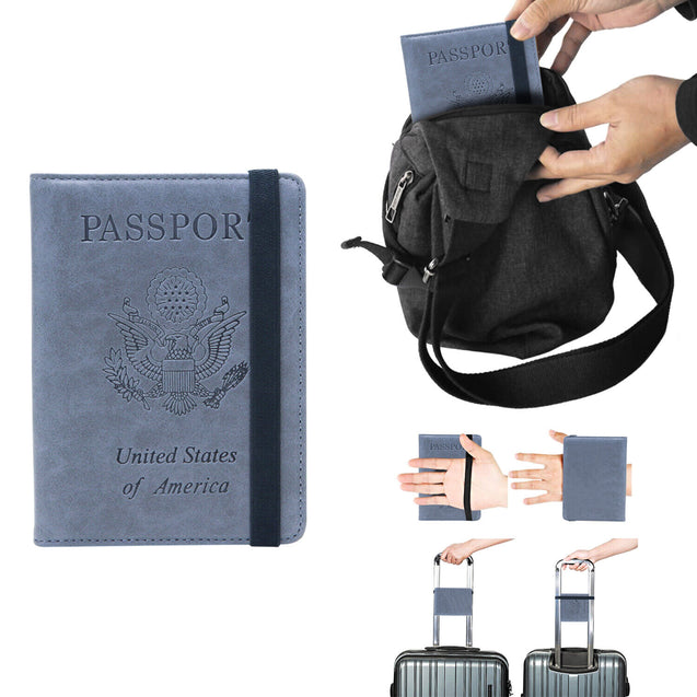 Slim PU Leather Travel Passport Wallet Holder RFID Blocking ID Card Case Cover