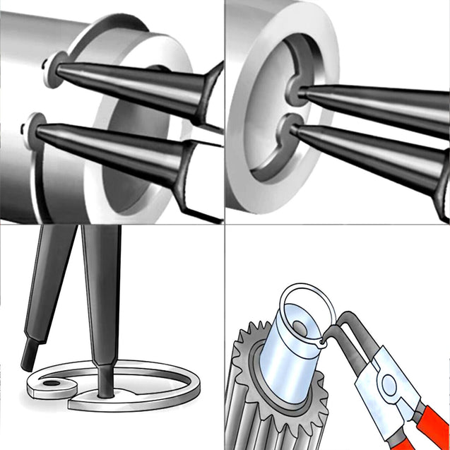 4 PCS Heavy Duty 7" Circlip Plier Snap Ring Plier External Internal Kit w/ Pouch