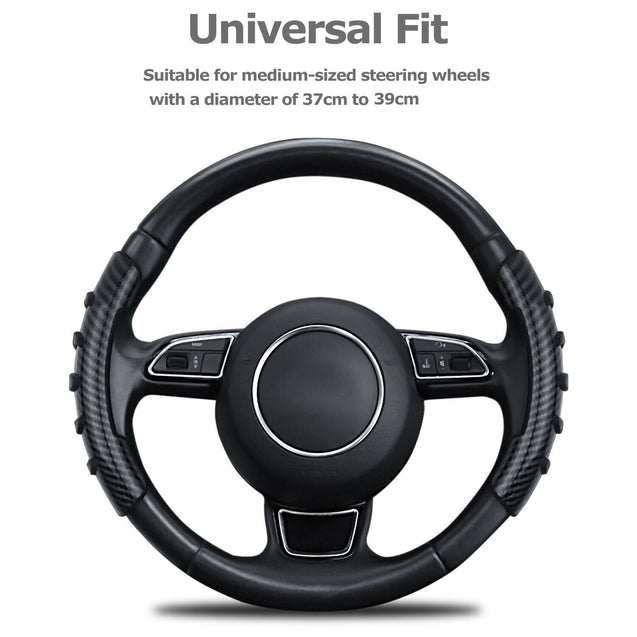 2PC Car Steering Wheel Booster Non-Slip Carbon Fiber Cover Universal Accessories