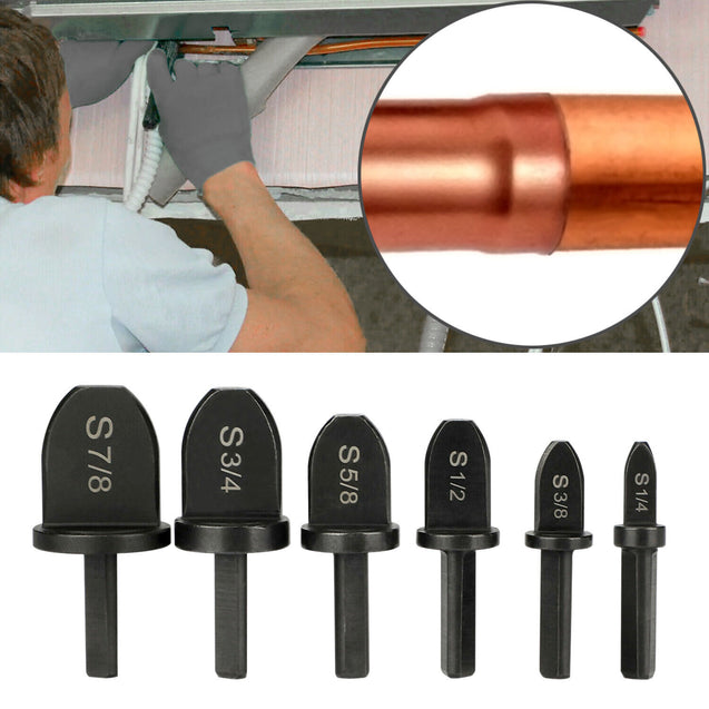 6PC Swaging Tool Drill Bit Set Air Conditioner Copper Pipe Flaring Tube Expander