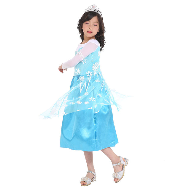 Girl Costume Dress Frozen Anna Elsa Cosplay Skirt Performance Party Halloween