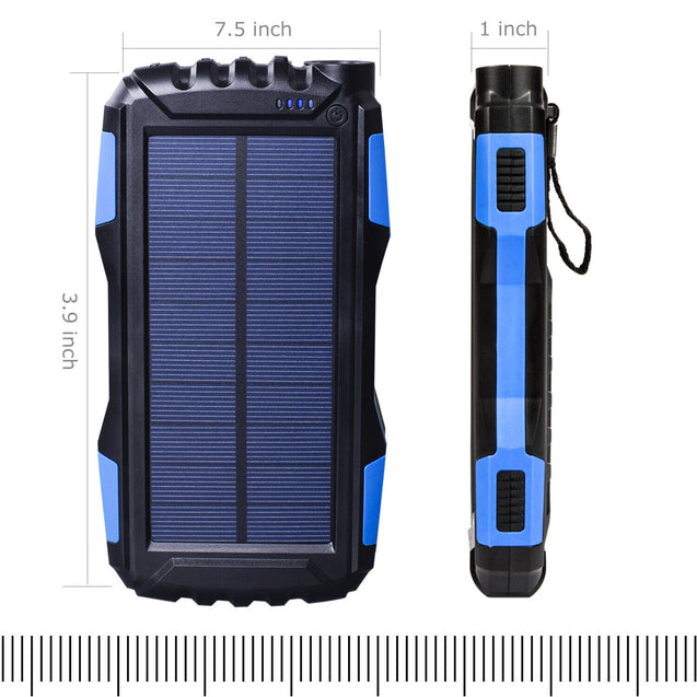 25000mAh Solar Power Bank Battery Dual USB Waterproof Charger for Phone 3 Color
