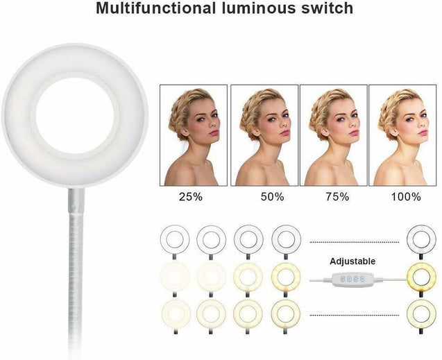 LED Selfie Ring Light Phone Holder Flexible Stand Long Arm for Stream Live Lamp