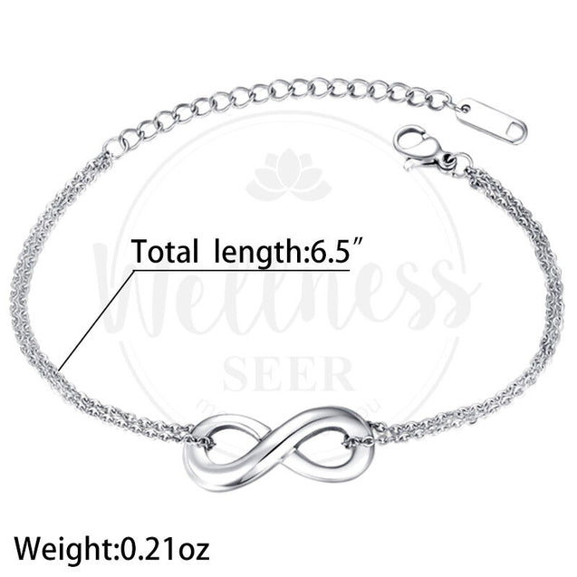 Men Women Polished Charm Infinity Love Symbol Stainless Steel Chain Bracelet