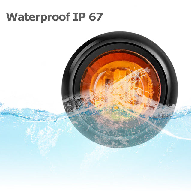 20X 3/4" 12V Marker Lights LED Truck Trailer Round Side Bullet Light Amber Red