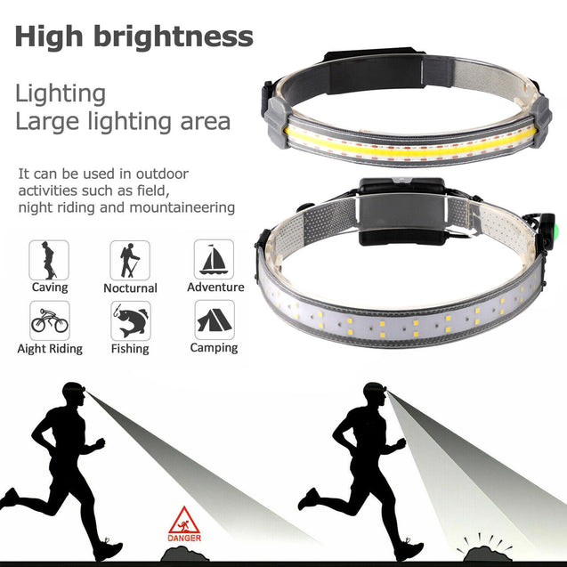 Battery LED Headlamp Headlights Torch Flashlight Work Light Bar Head Band Lamp