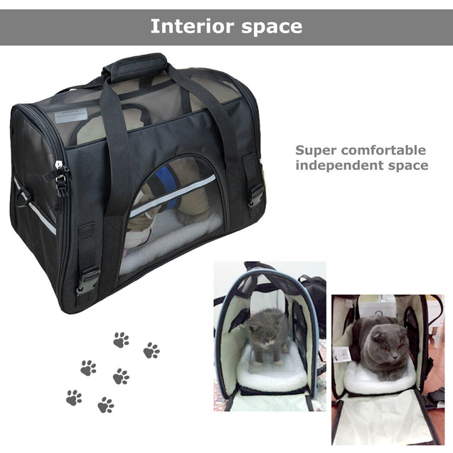 Pet Dog /Small Cat Carrier Soft Sided Comfort Bag Travel Case Airline Approved