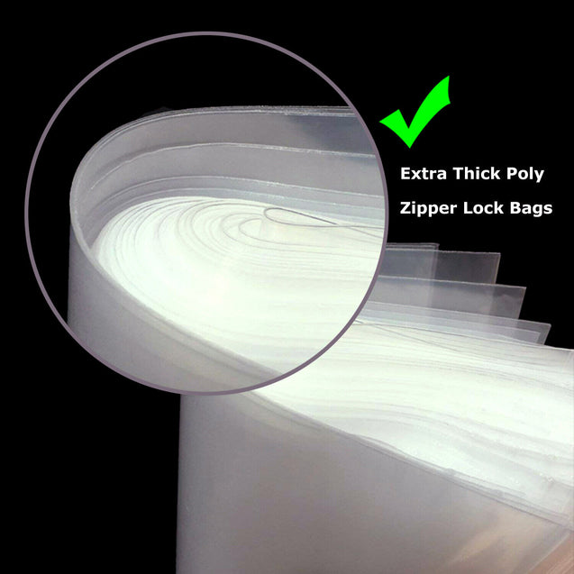 Clear Resealable Bag Plastic Zip Seal Bags Poly Zipper 2.07mil / 2.26mil