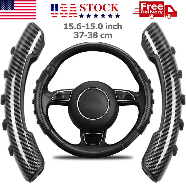 2PC Car Steering Wheel Booster Non-Slip Carbon Fiber Cover Universal Accessories