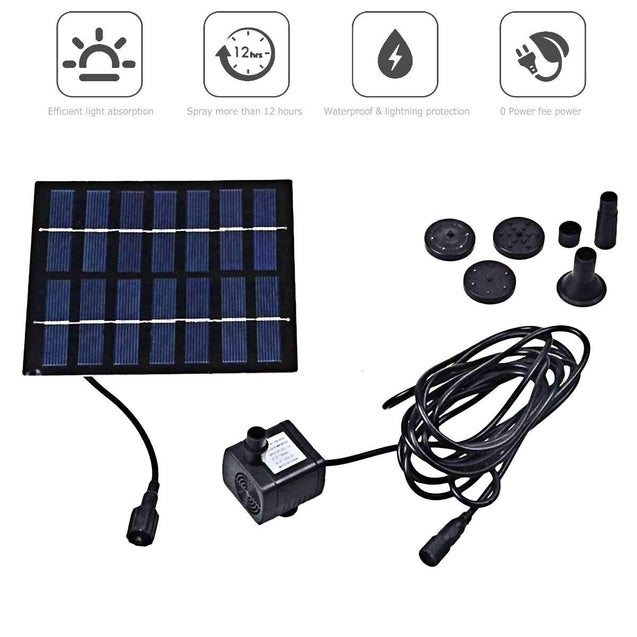 Solar Power Fountain Submersible Floating Water Pump Bird Bath Pond Garden Pool