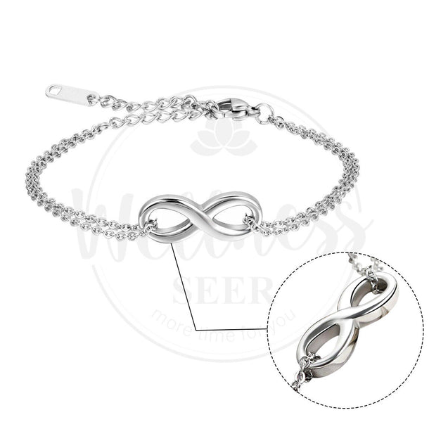 Men Women Polished Charm Infinity Love Symbol Stainless Steel Chain Bracelet