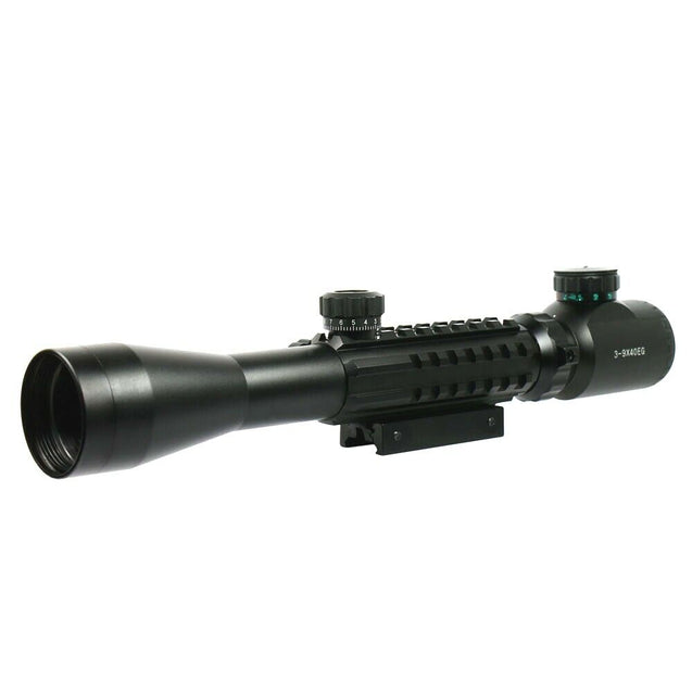 3-9x40 Tactical Rifle Scope Red & Green illuminated Optical Gun Scope with Rails