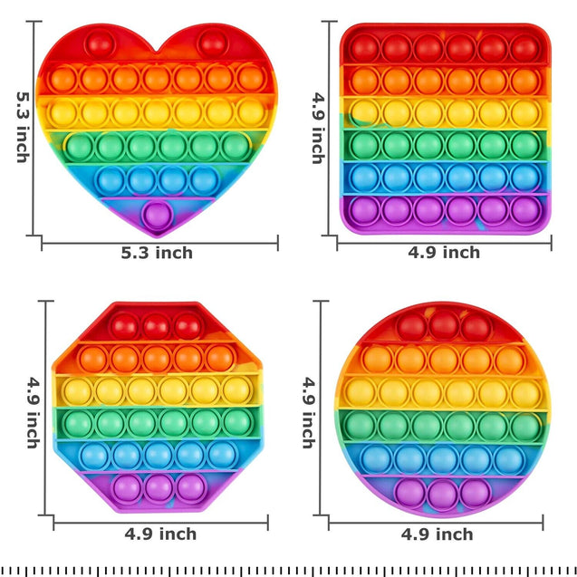 4 PACK Rainbow Popit Fidget it Pop Toy Push Bubble Sensory Set Stress Relief