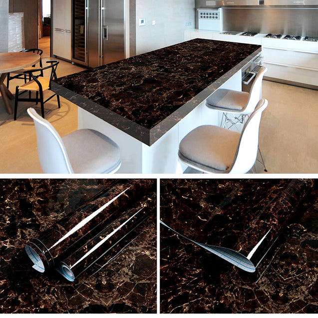Self Adhesive Peel & Stick Wallpaper Marble PVC Kitchen Countertop 9.84ftx1.97ft