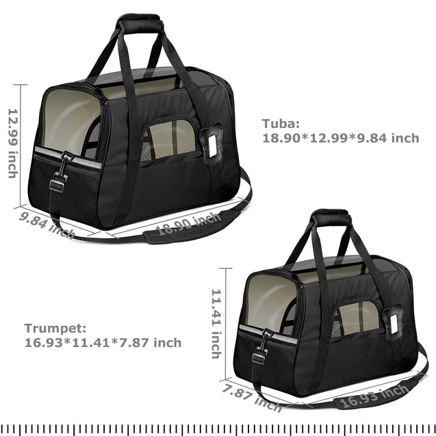 Pet Dog /Small Cat Carrier Soft Sided Comfort Bag Travel Case Airline Approved