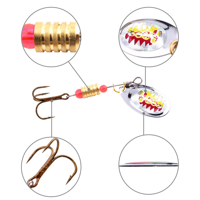 30 PCS Fishing Lures Metal Spinner Baits Bass Tackle Crankbait Trout Spoon Trout