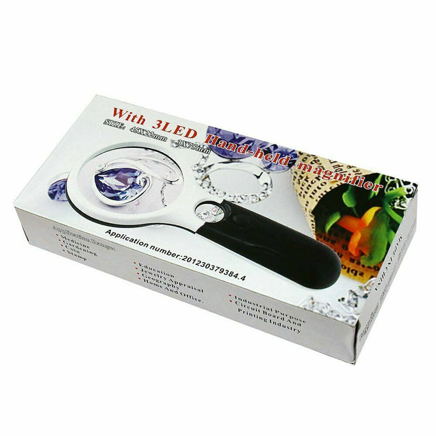 LED Lighted 3X & 45X Handheld Magnifier Reading Magnifying Glass Lens Jewelry