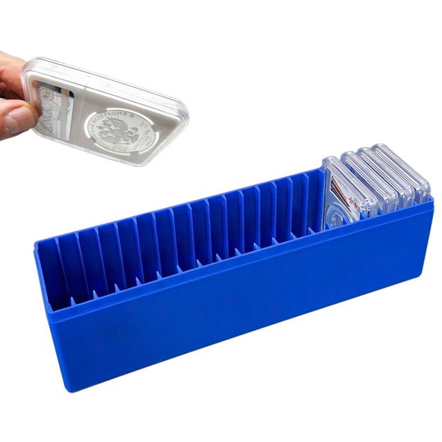Storage Box Plastic Case for 20 Certified PCGS NGC Slabs Coin Holders Blue NEW