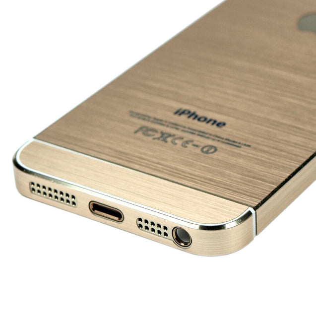 Gold Full Body Wrap Decal Skin Sticker + Stylus + Clear Cover for iPhone 5 5S