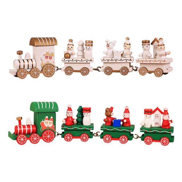 Christmas Wood Train Santa Claus Xmas Ornament Kids Toy Gift Festival Home Decor