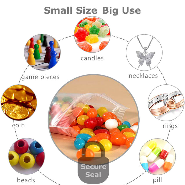 Clear Resealable Bag Plastic Zip Seal Bags Poly Zipper 2.07mil / 2.26mil