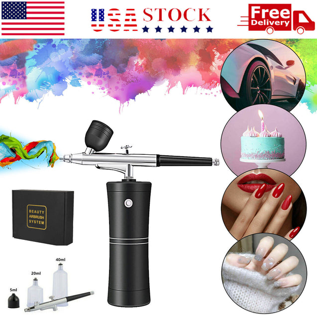 Portable Air Compressor Kit Air-Brush Paint Spray Gun Nail Tattoo Art Airbrush