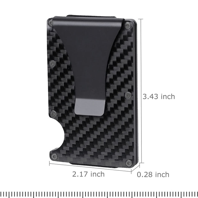 Men's RFID Blocking Slim Money Clip Carbon Fiber Wallet ID Credit Card Holder