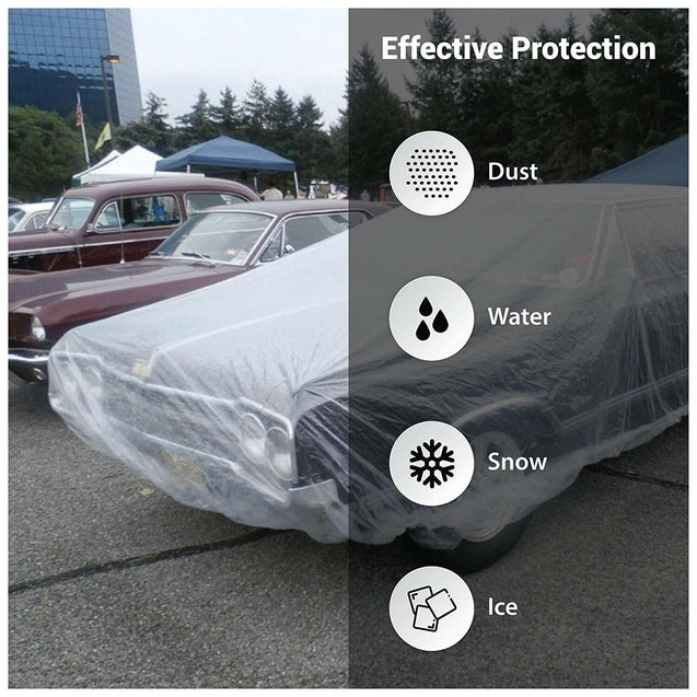 XL Extra Large Full Size Car Cover Water Dust Dirt Proof Clear PE Plastic