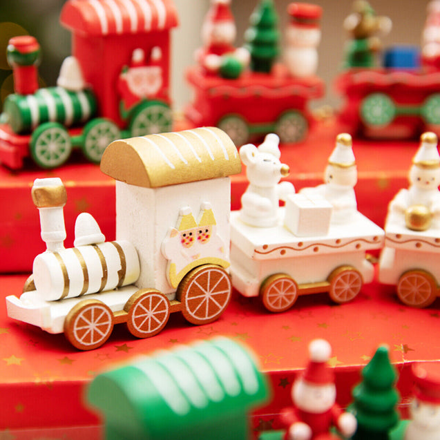 Christmas Wood Train Santa Claus Xmas Ornament Kids Toy Gift Festival Home Decor
