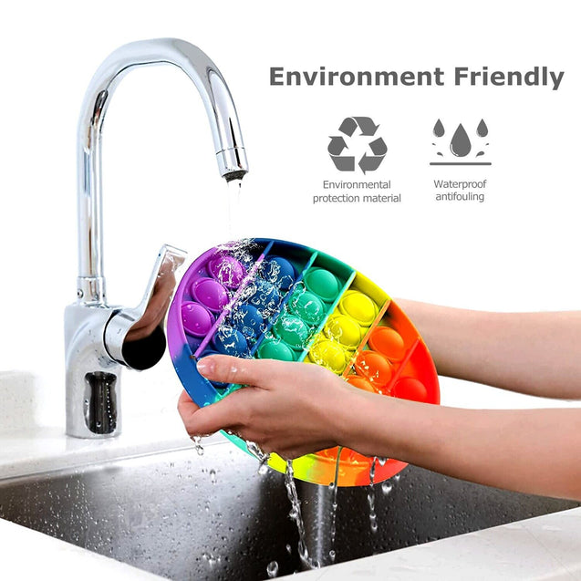 4 PACK Rainbow Popit Fidget it Pop Toy Push Bubble Sensory Set Stress Relief