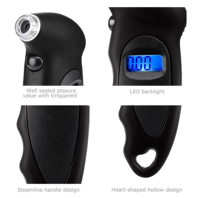 Digital Tire Pressure Guage Car Bike Truck Auto LCD Meter Tester Gauge Black