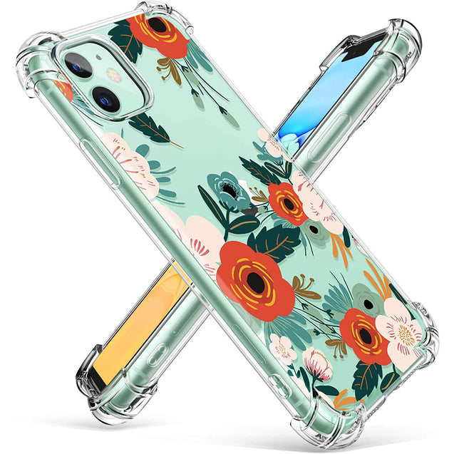 iPhone 11 Case Clear Flower Design Soft Flexible TPU Ultra Thin Shockproof