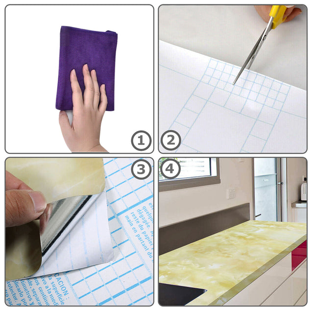 Self Adhesive Peel & Stick Wallpaper Marble PVC Kitchen Countertop 9.84ftx1.97ft