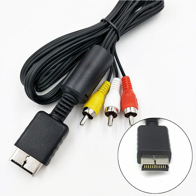 Audio AV RCA+AC Cable Power Supply Adapter Cord For Sony Playstation 1/2 PS2 FAT