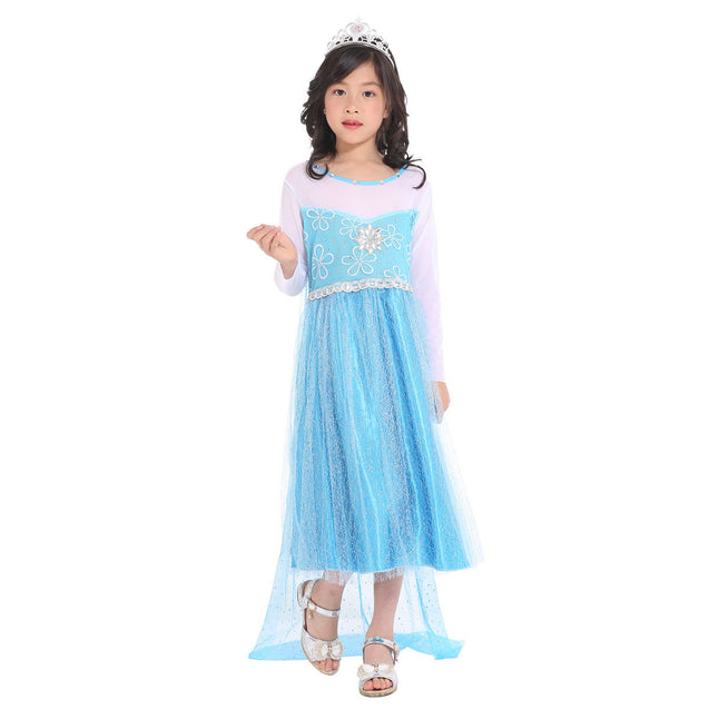 Girl Costume Dress Frozen Anna Elsa Cosplay Skirt Performance Party Halloween