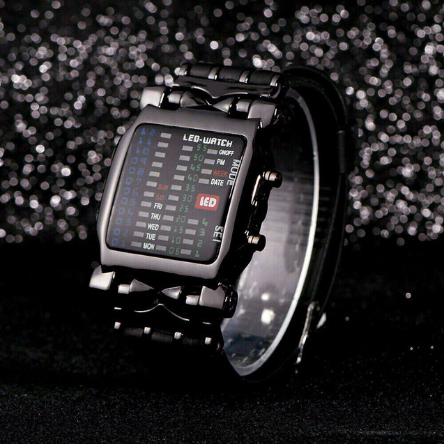 Luxury Men's Steel Watch LED Sports Date Digital Bracelet Wristwatch Waterproof