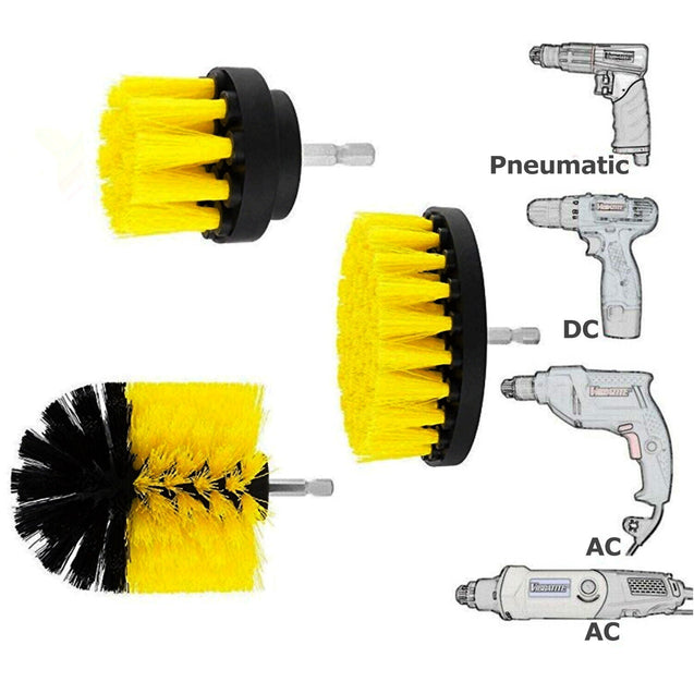 3 PCS Drill Brushes Set Tile Grout Power Scrubber Cleaner Spin Tub Shower Wall