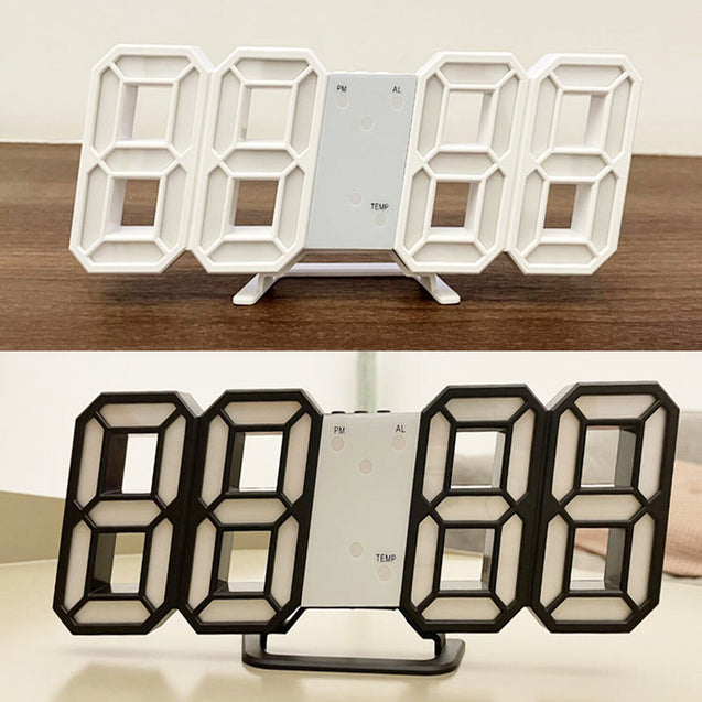 Digital 3D LED Big Wall Desk Alarm Clock Snooze 12/24 Hours Auto Brightness USB