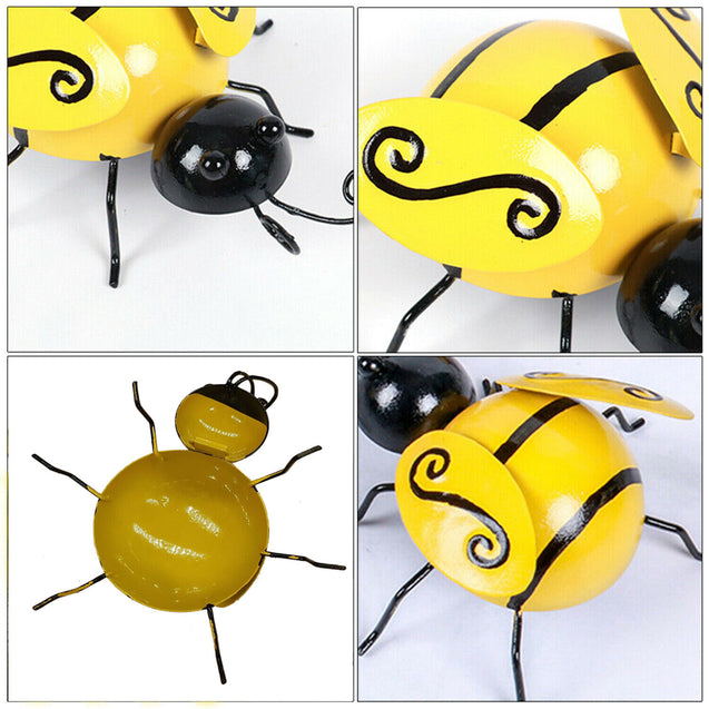 Decorative Metal Bumble Bee Garden Accents - Lawn Ornaments - Set of 4