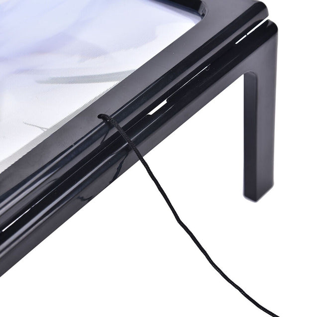 Full Page 3X Large Magnifier Book Reading Aid Magnifying Glass w/ 4 LED Lights