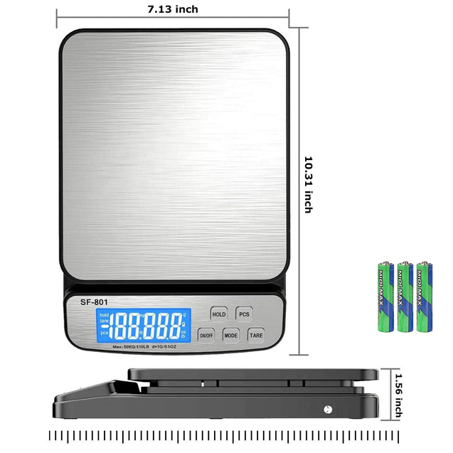 110 LB x 1g Digital Scale Postal Shipping Scale AC Adapter Battery SF-801