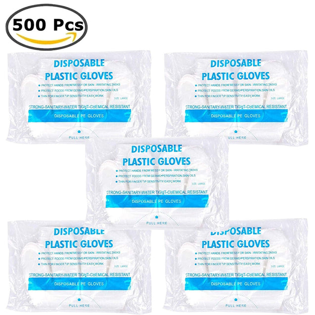 200/500/1000 Plastic Gloves Disposable Premium Polythene Catering Food Mechanics