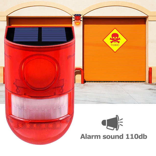 Solar Alarm LED Light Solar Strobe Light Wireless Motion Sensor Detector Outdoor